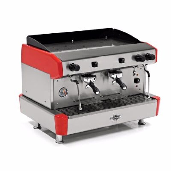 Empero Yarı Otomatik Espresso Kahve Makinesi, 2 Gruplu, Kırmızı