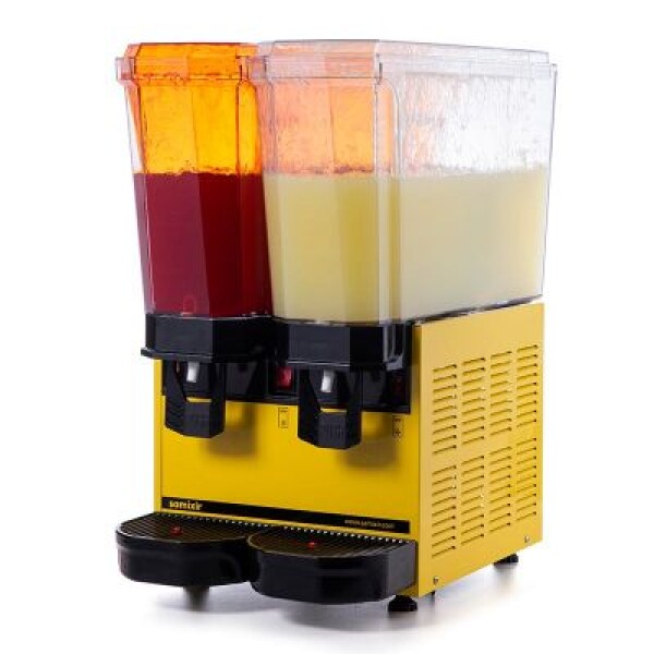 Samixir Klasik Twin Soğuk İçecek Dispenseri, 20+20 L, Fıskiyeli, Sarı