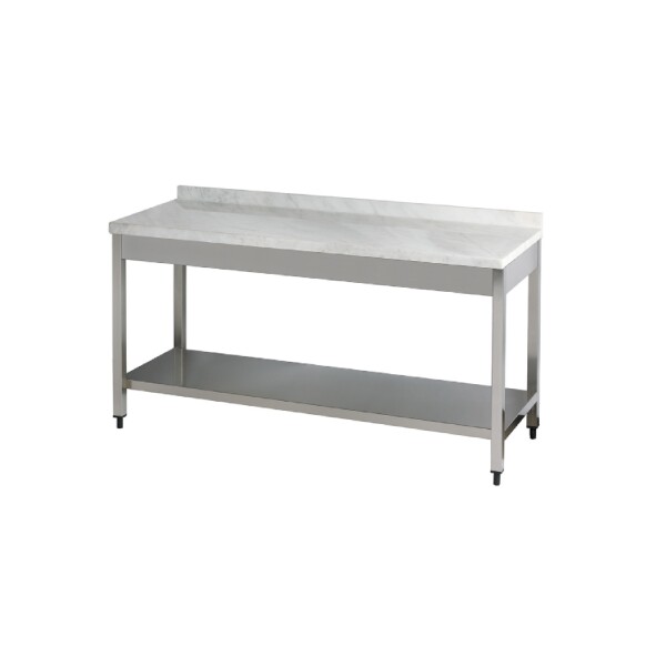 Arisco Mermer Tezgah Marble Work Table 1400X800X850 Arkası Sırtlı Alt Raflı