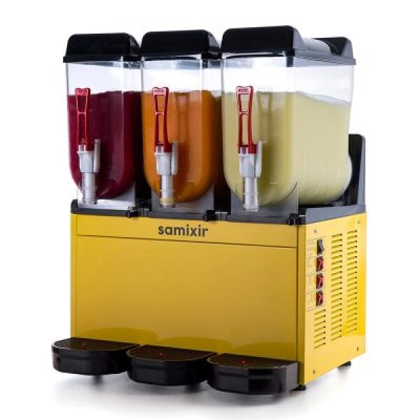 Samixir Ice Slush Triple Meyve Suyu Dispenseri, 12+12+12 L, Sarı