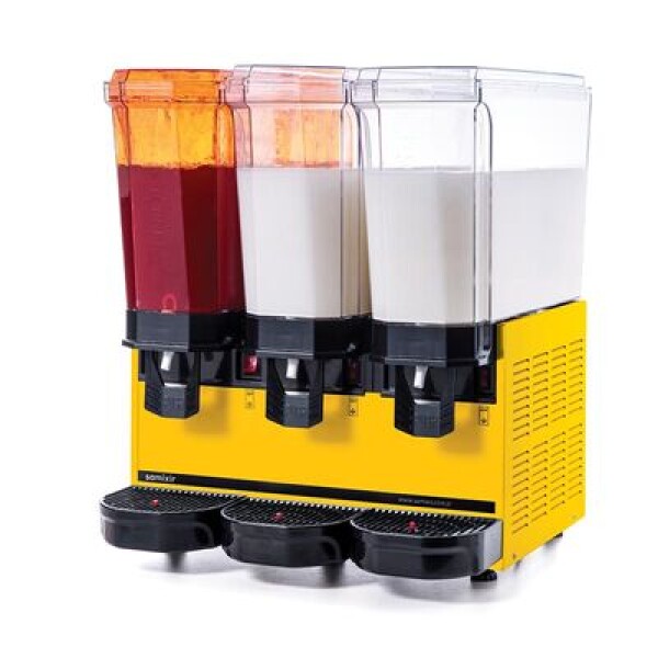 Samixir Triple Klasik Fıskiyeli Karıştırıcılı ve Karıştırıcılı Soğuk İçecek Dispenseri, 20+20+20 L, Sarı