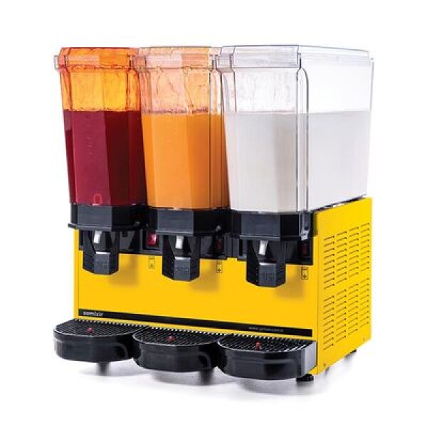 Samixir Triple Klasik Fıskiyeli ve Fıskiyeli Karıştırıcılı Soğuk İçecek Dispenseri, 20+20+20 L, Sarı