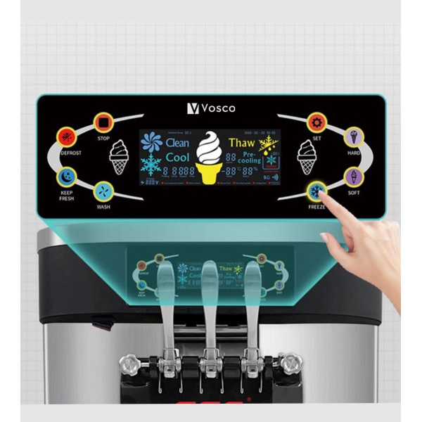 Vosco Pro Soft Dondurma Makinesi Set Üstü (Üç Kolu)