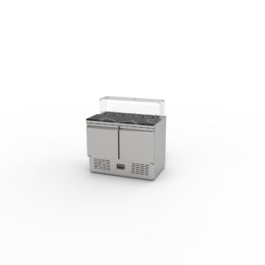 Tezgah Tip 2 Kapı Gastronorm Camlı Mermer Tablalı Salata Buzdolabı SLD 7105-MT-GC
