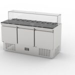 Tezgah Tip 3 Kapılı Gastronorm Polietilen Tablalı Camlı Salata Buzdolabı SLD 7160-PE-GC